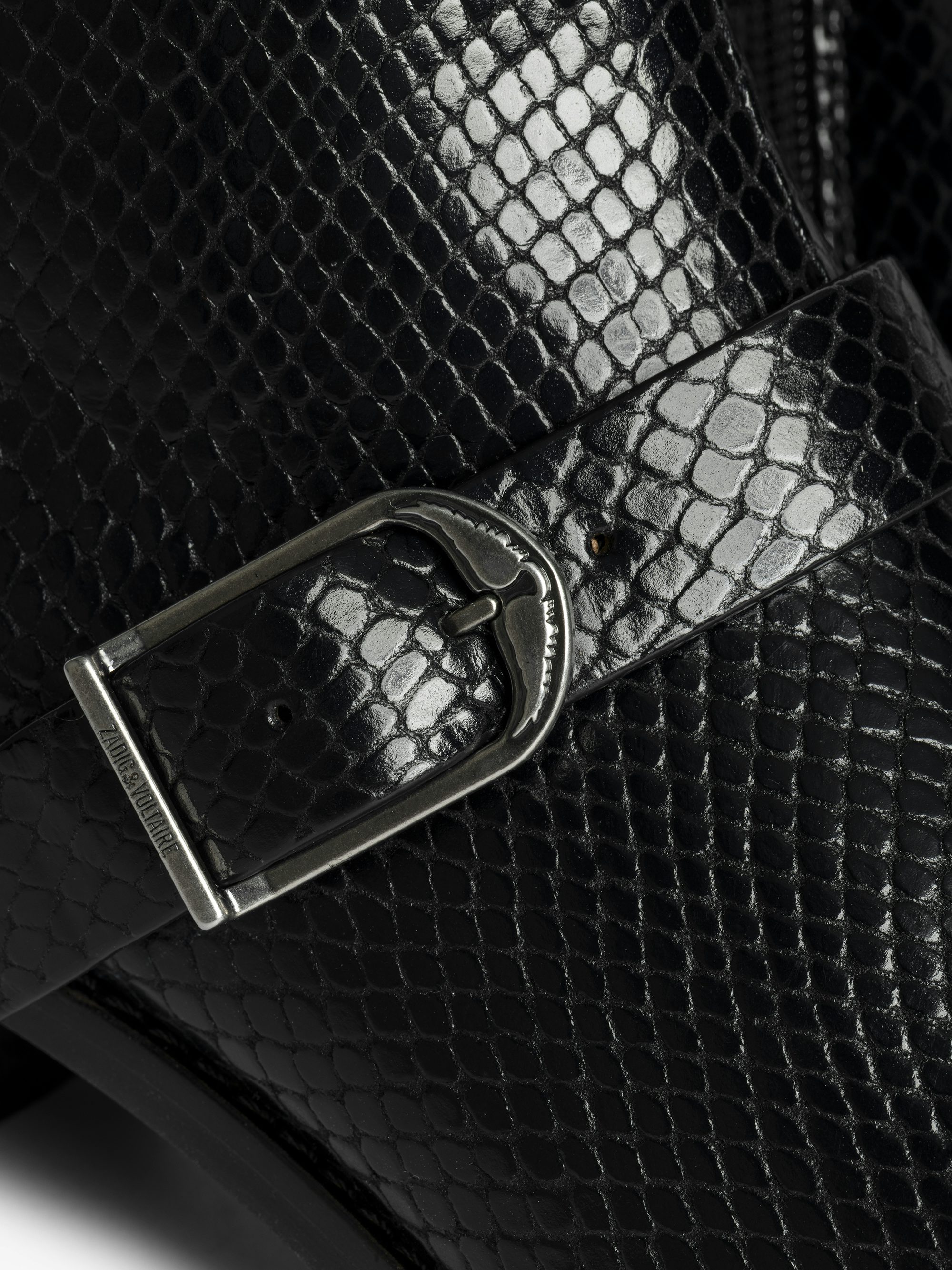 Ankle boots Tylow Wild Mirror - Ankle boots in python-effect leather adorned with signature buckles and metallic wing-shaped studs.